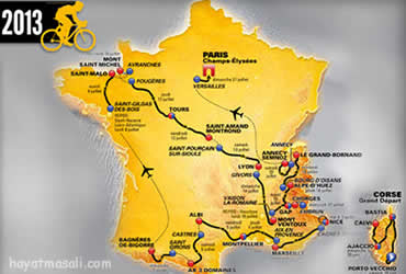 Fransa Bisiklet Turu 2013 Yol Haritasi